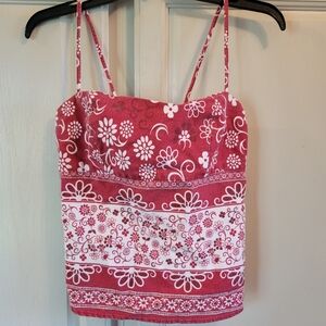 Y2K Roxy Red White Bandana Tie Back Top